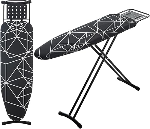 Tabla de planchar de 43 x 13 pulgadas, tabla de hierro compacta de tamaño completo con soporte de hierro resistente, cubierta acolchada gruesa,