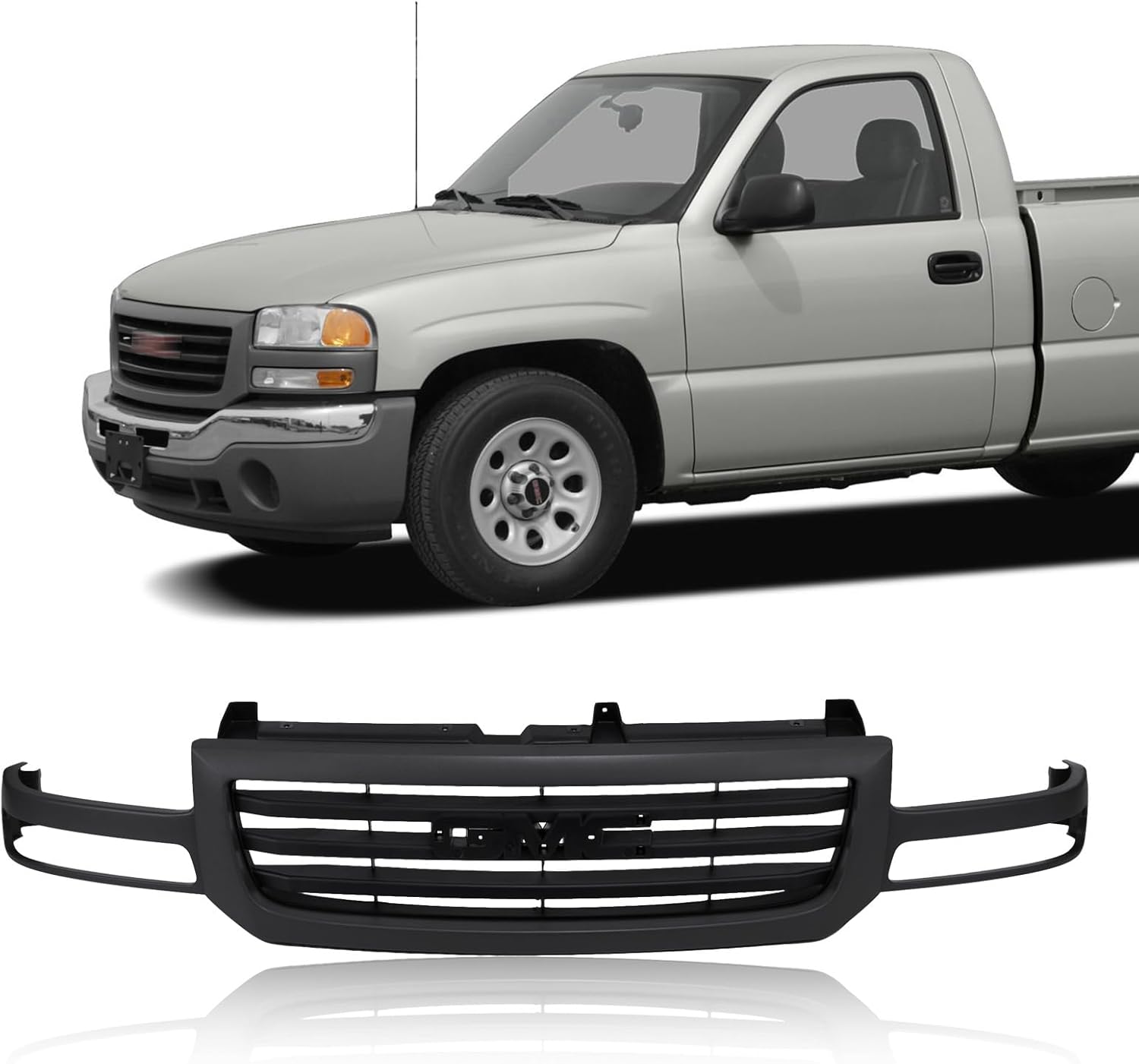 Perfit Liner Front Grille Grill Chrome Shell and Black Insert Compatible with 2003-2007 GMC 2003-2007 Sierra 1500 2500 GM1200475 19130791