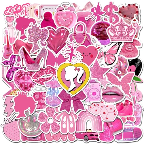 70pc BB Princess Stickers - Hot Pink Preppy Vinyl Waterproof Cute...