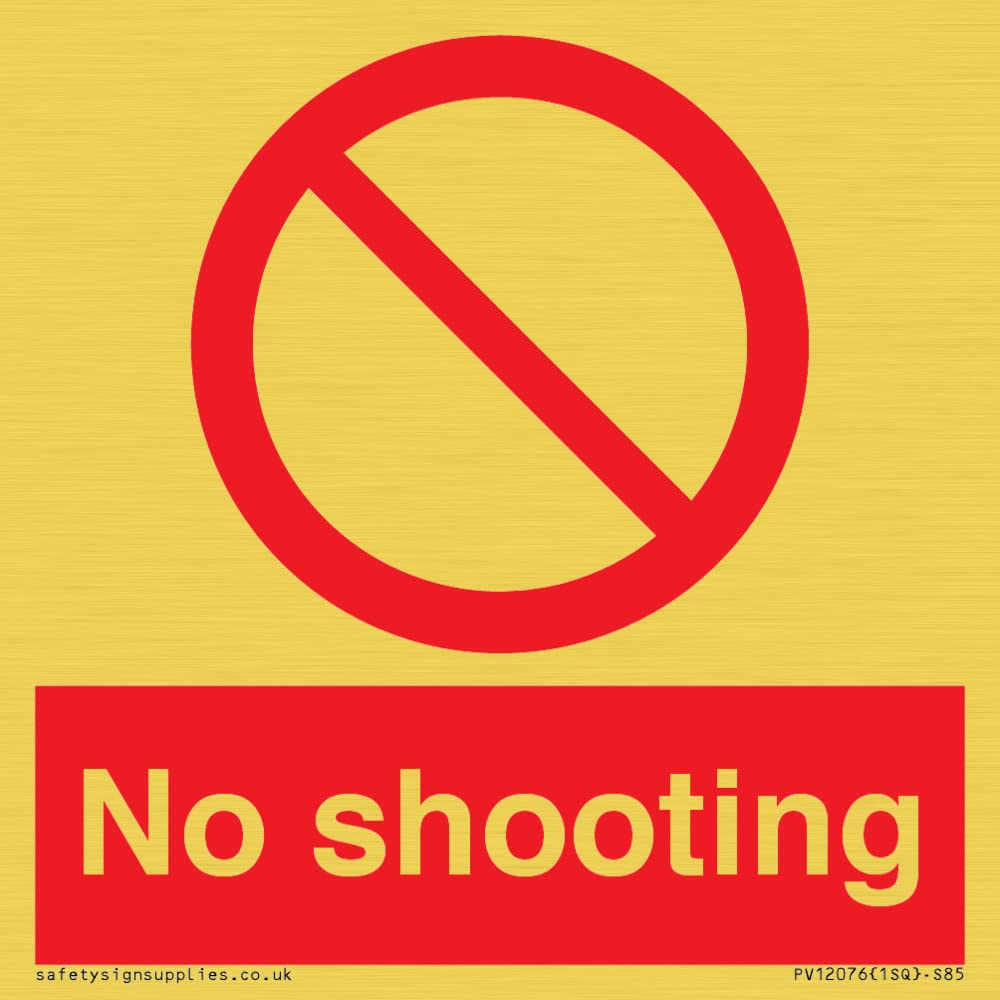 Schild ‚No Shooting‘ – 85x85 Mm, Vinyl-Aufkleber, Für Glatte Oberflächen, S85-Format