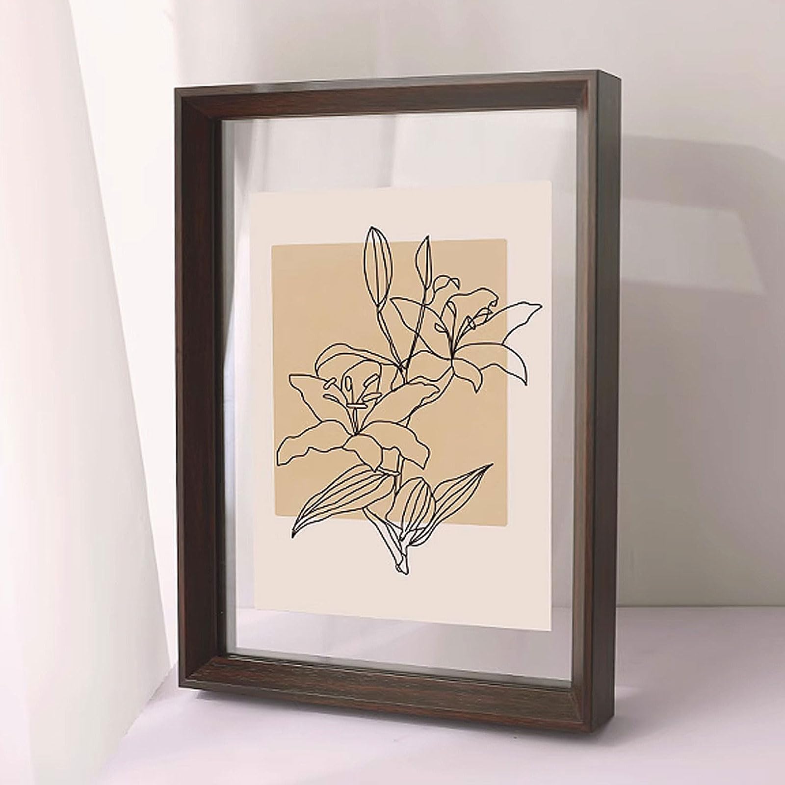 a4 frame, Acrylic Double Sided Transparent Display Frame Multicolor(Black Walnut,8K (26.5 * 38cm))