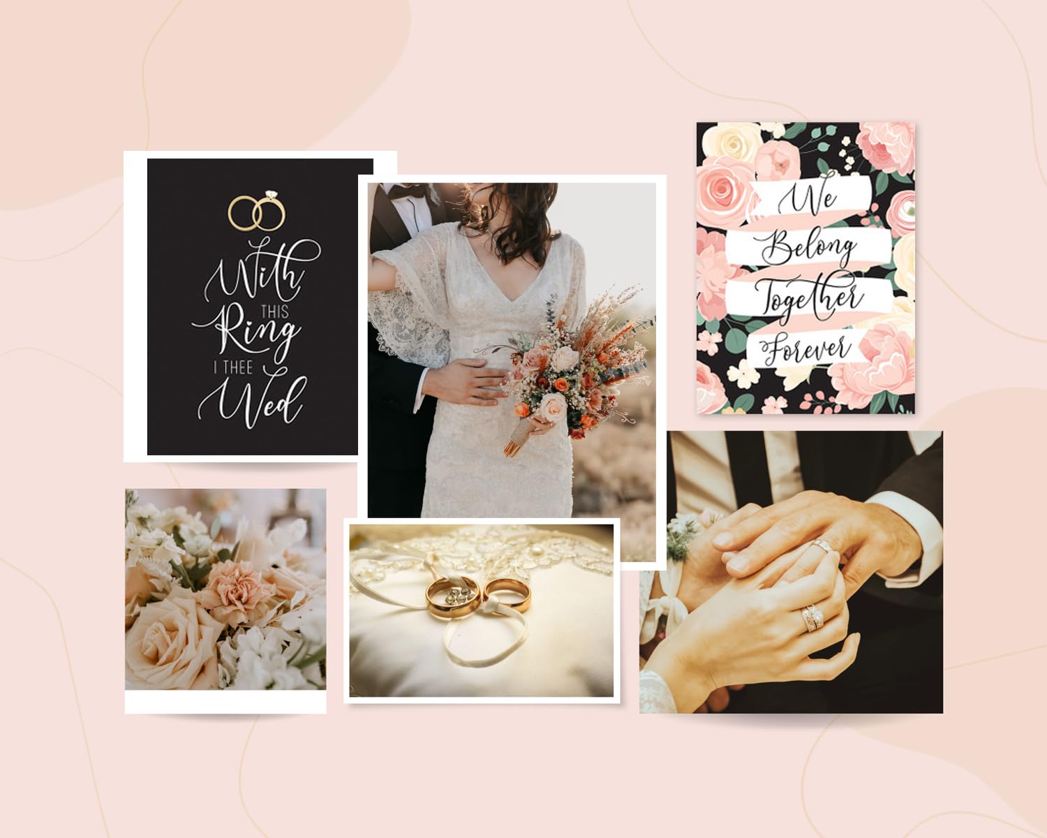 Hochzeitsscrapbook-Papier, 30,5 x 30,5 cm, doppelseitiges Hochzeits-Themenpapier, Aufkleber für Scrapbooking, Planer, Jubiläumsalbum, Fotobuch – niedliches Bastelset, insgesamt 6 Stück