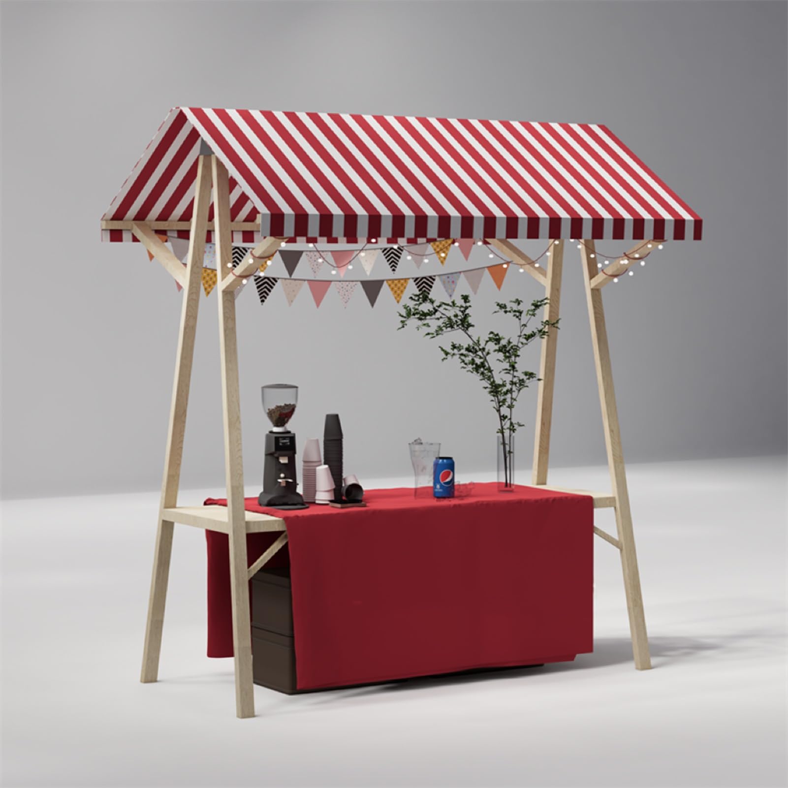 Chariot portable d'extérieur présentoir en bois pour foires et événements