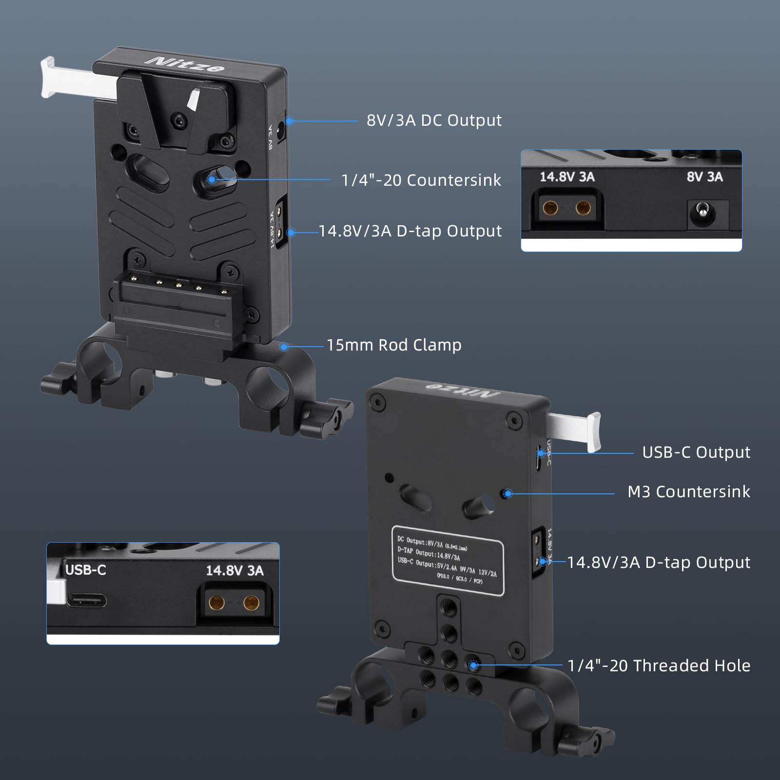 Amazon.com : Nitze V Mount Battery Plate, V Mount Plate with 15mm