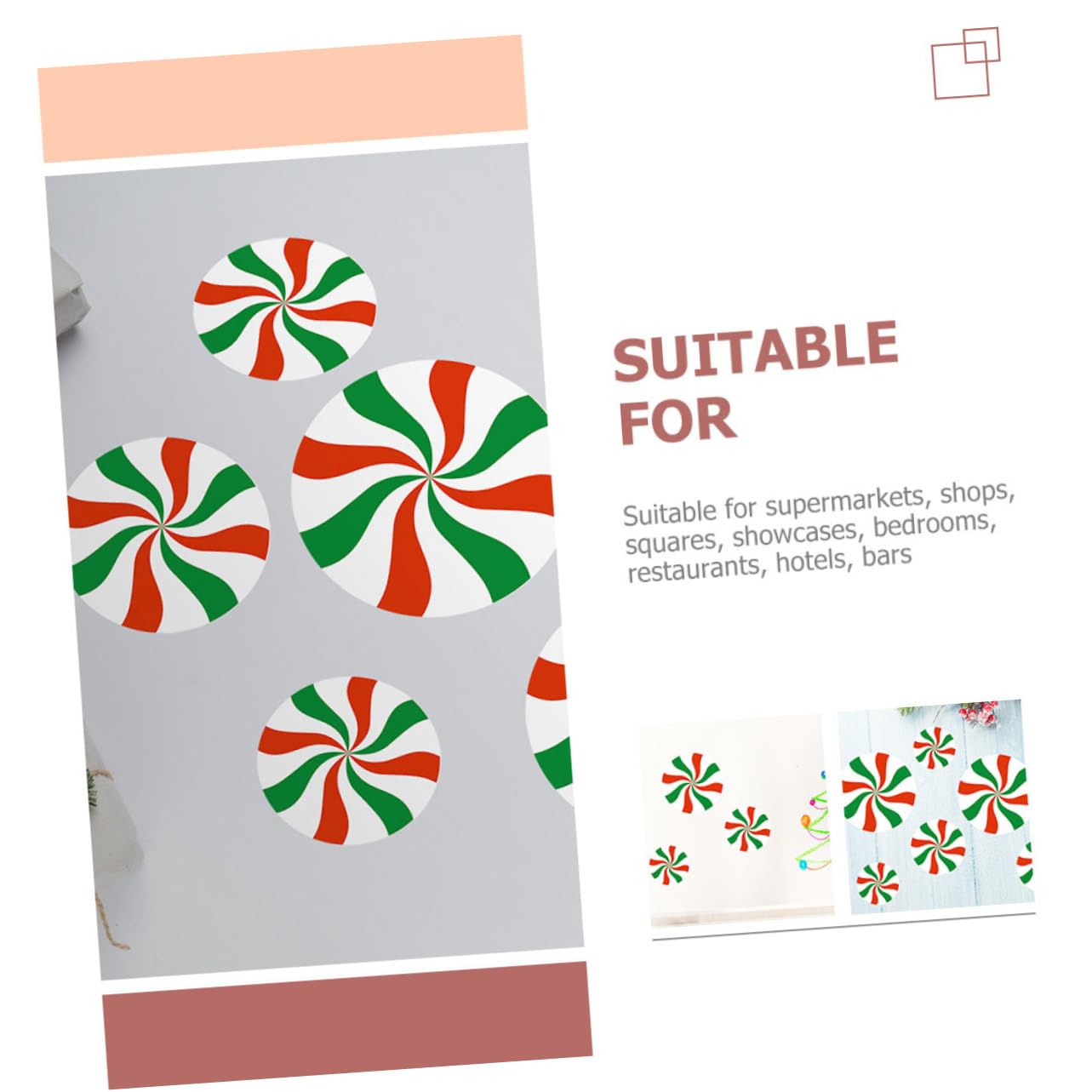 TOPBATHY 48 Pz Adesivi Di Caramelle Natalizie Decalcomanie Per Pavimenti Caramelle Pavimento Di Caramelle Adesivo Decorativo Per Pavimenti Buccia Di Natale Arredamento Pvc