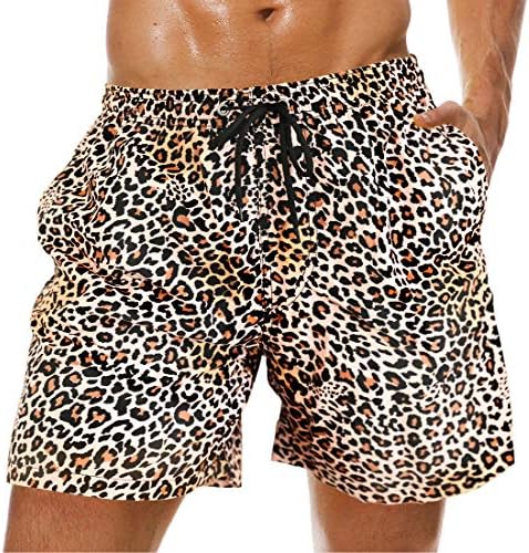 Leopard print mens swim trunks Clearance