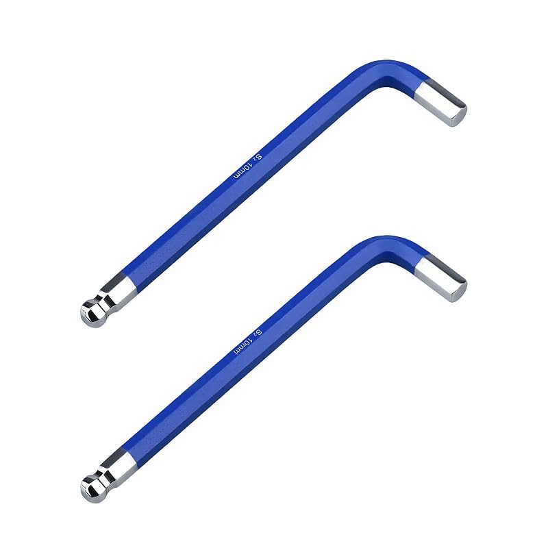 Kit de chaves Allen sextavadas 10 mm com ponta esférica, aço S2, FOCMKEAS, azul-escuro — 2 peças