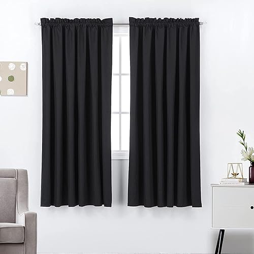 Cortinas opacas para dormitorio, juego de tratamiento de ventana pequeña, cortinas con aislamiento térmico de ahorro de energía para sala de estar,