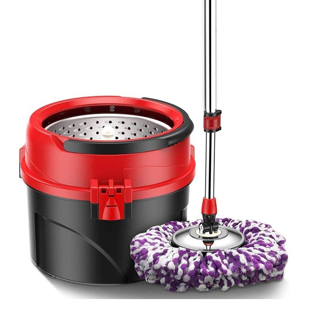 Fregona giratoria, Juegos de Sistema Giratorio 360 Spin Mop con Mango extendido, 3 recambios de Cabezal de Microfibra adicionales para (Rojo)