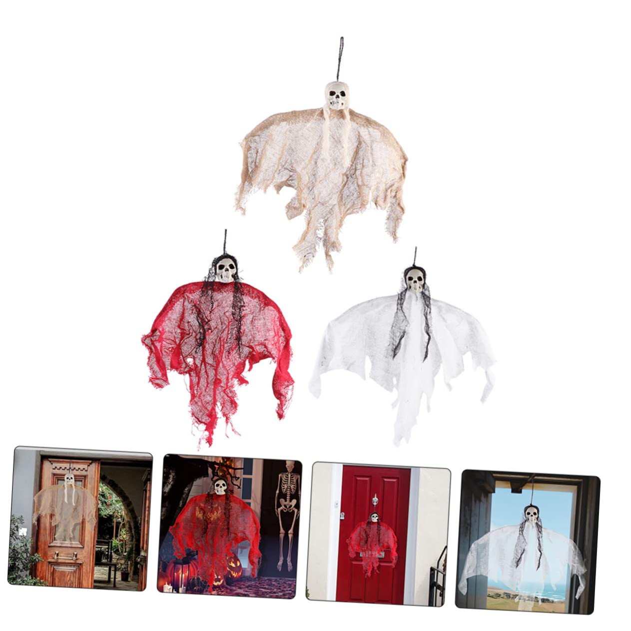 Ciieeo 4 Set Di Decorazioni Riutilizzabili Di Halloween Ornamenti Fantasma Realistici Fantasmi Appesi Per Feste 3 Pezzi * 4