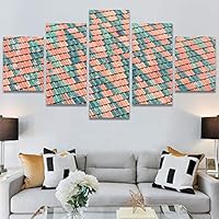 SIGNWIN 5 Panel Canvas Wall Art Modern Art Shapely Patterns Windows for Home Decorations Ready to Hang - 60