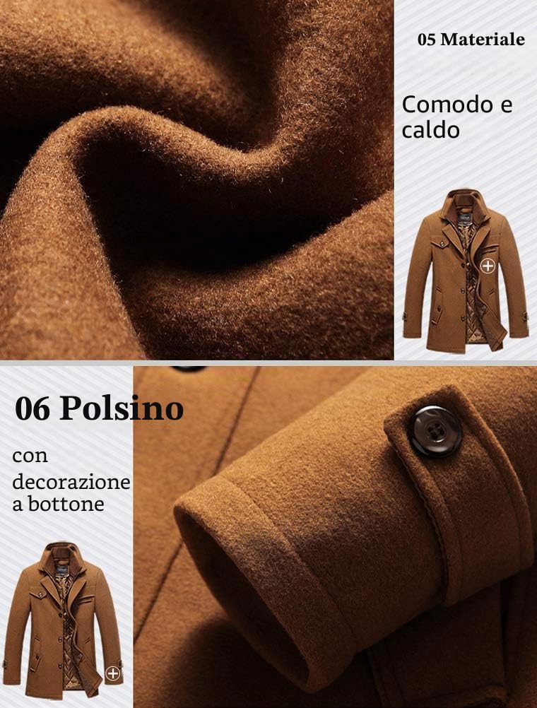 MatchLife, cappotto invernale da uomo, in lana calda, con colletto alto, cappotto corto per uomini in carriera o da indossare nel tempo libero Style4-grau-dick XL