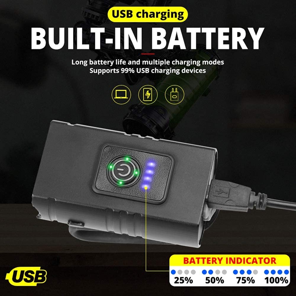 XMING Światła rowerowe Front i tylne Mini Bike Lights Set, 3000 Lumen Rechargeable USB LED Cycle Lights Wodoodporny reflektor rowerowy i zestaw światła tylnego z 6 trybami Pasuje do wszystkich rowerów