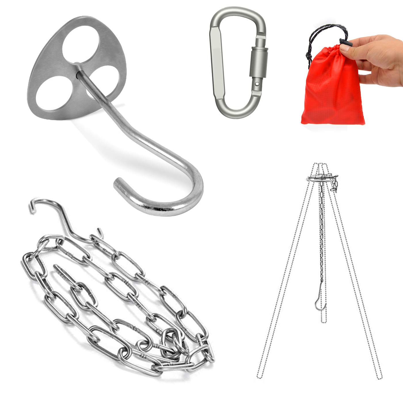 BSGB Camping Tripod Board Stainless Steel Campfire Support Plate with Adjustable Chain for Hanging Cookware Outdoor Cooking Pot and Pan Accessories for Cooking