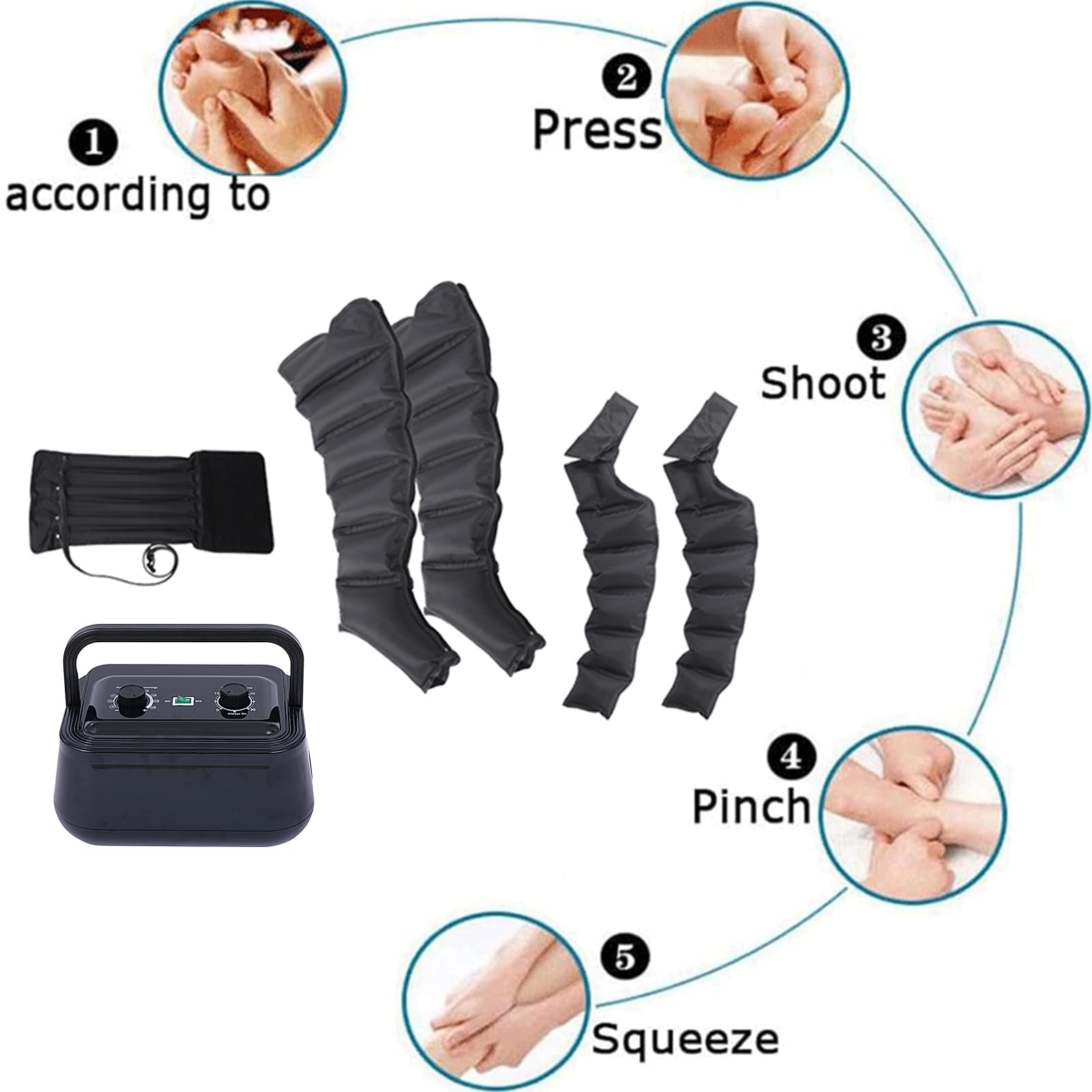 Macchina Linfodrenante E Presso Terapia Gambe E Addome | Pressoterapia per Casa per Gambe E Addome | Pressoterapia Linfodrenaggio Total Body, Macchinario Pressoterapia, 8 Intensità Pressione