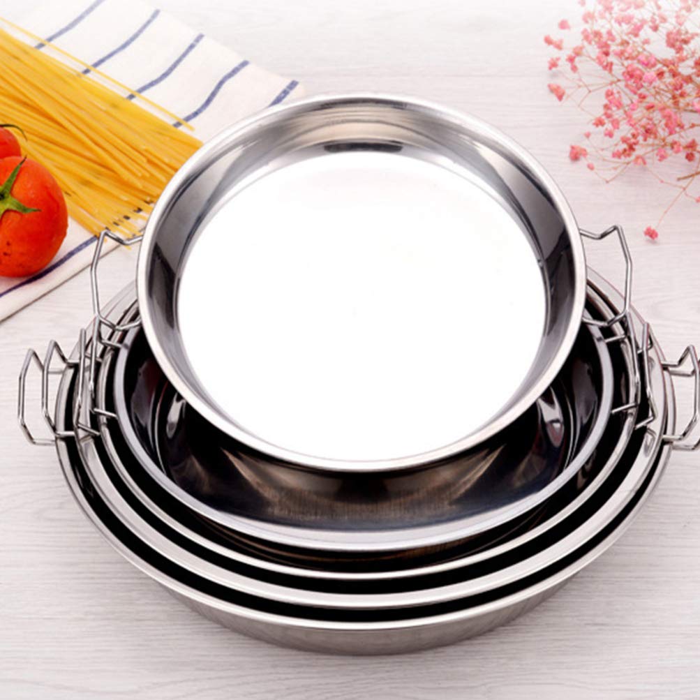 Sartén redonda de acero inoxidable antiadherente para lasaña con asas, 40 cm/33 cm, ideal para carne de pavo y verduras, bandeja para hornear para asar perfectamente
