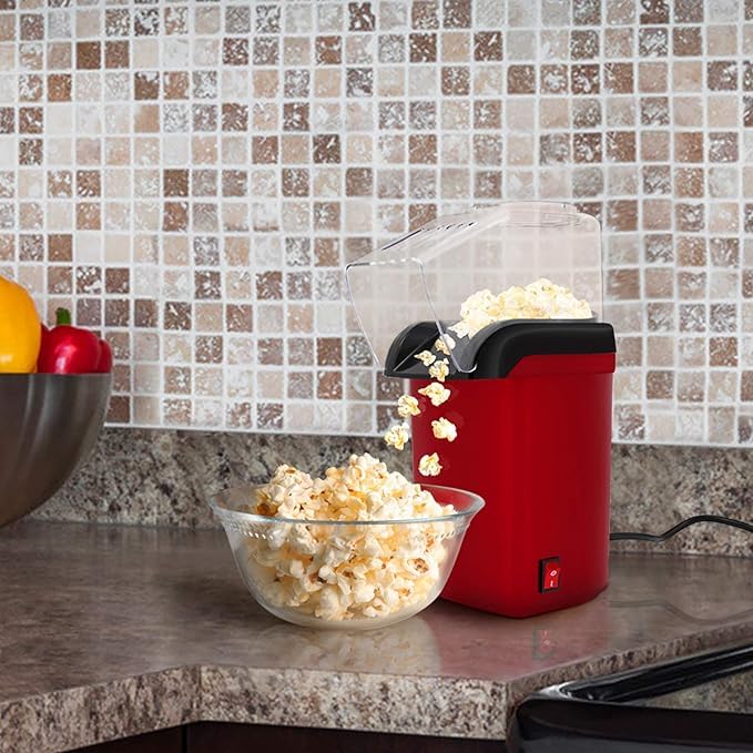 Complete Cuisine CC-PM1100 Popcorn Maker, Countertop Popcorn Machine, Hot-Air Popcorn Popper, White