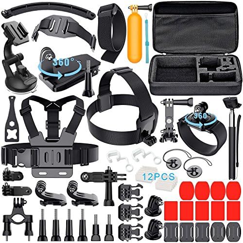 Leknes Action Camera Mounts for GoPro Hero 5 Hero 4 Hero Session1 2 3+ AKASO EK7000 AKASO EK5000 Xiaomi Yi Apeman Lightdow Rollei IceFox ODRVM and More, Sport Camera Accessories for Gopro Hero Accessory Set with Carry Case