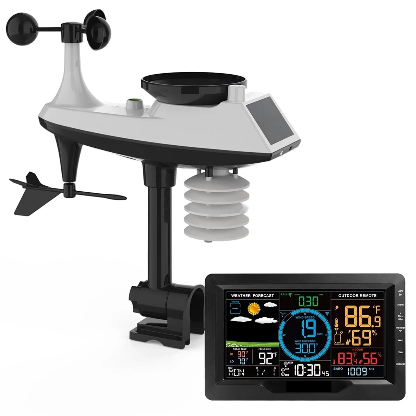 Estaciones meteorológicas, Estación Meteorológica Inalámbrica profesional, pluviómetro 8 en 1 con Sensor exterior, pronóstico del tiempo, estación meteorológica Horloge de humedad