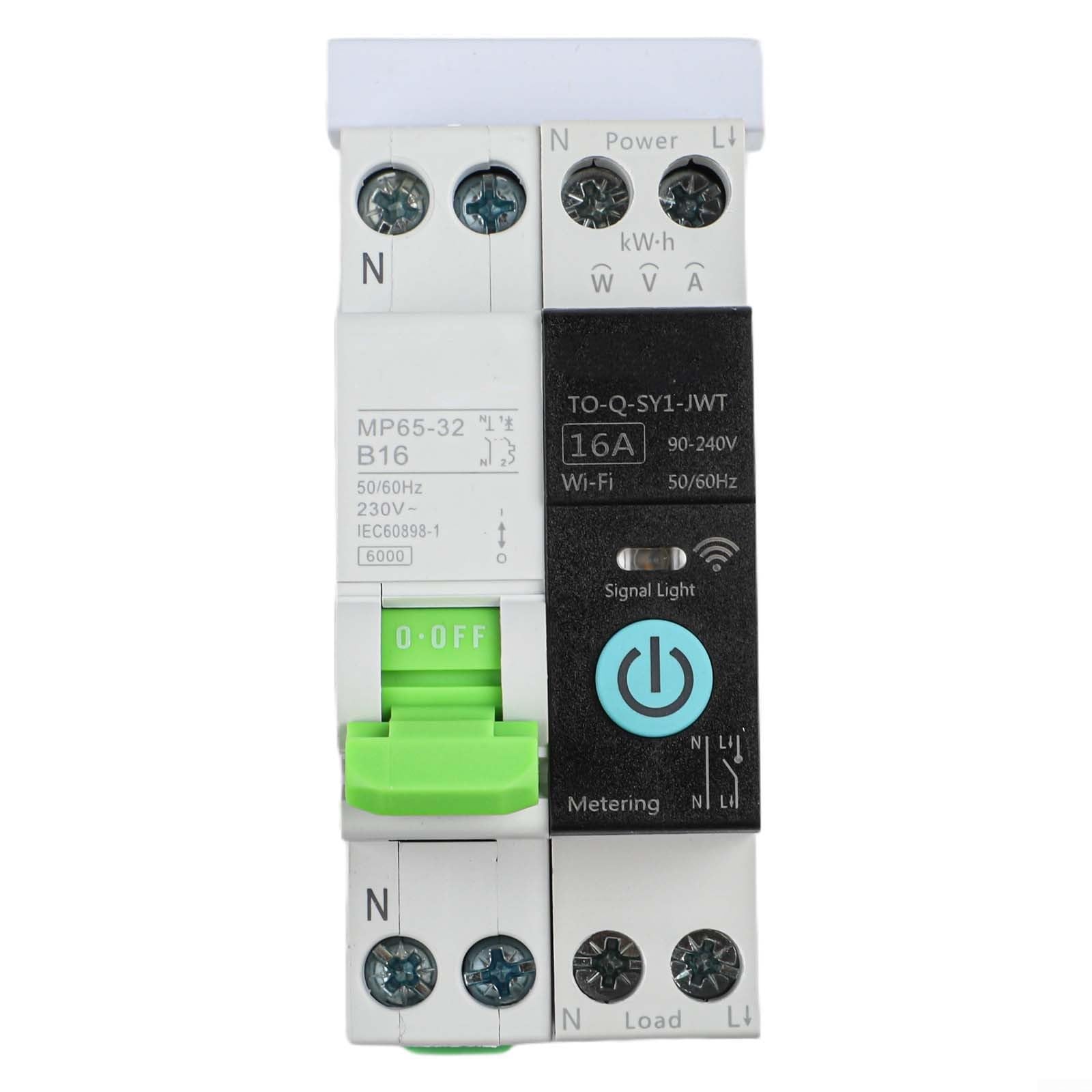 WiFi Smart MCB 16A con contatore per app tuya telecomando WiFi | Controllo remoto tramite app, utilizzabile in tutto il mondo, nessun limite di distanza, compatibile con tuya e Smart Life
