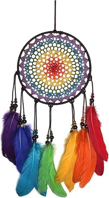FuninCrea Dream Catcher, Hand Woven DreamCatcher with Colorful Feathers, Rainbow Fairy Dream Catchers for Girls, Indian Style Hanging Wall Decor for Living Room, Bedroom, Dormitory (colorful)