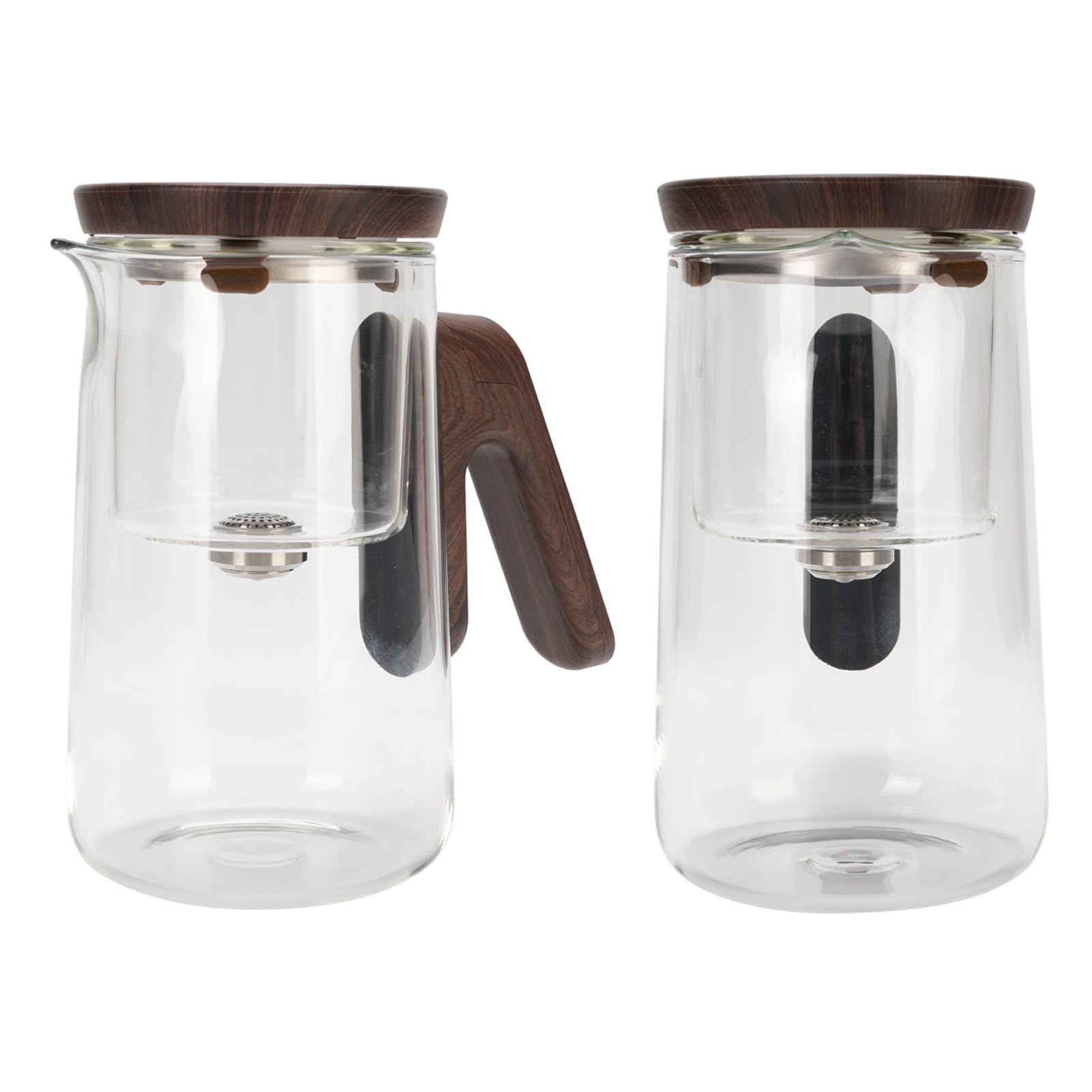 Théière en verre de 800 ml avec séparation magnétique de l'eau, passoire et minuterie pour préparer le thé