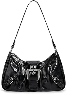 Women Y2k Trendy Shoulder Bag Small Cute Hobo Bag Top Handle Clutch Purse Buckle Punk Handbag