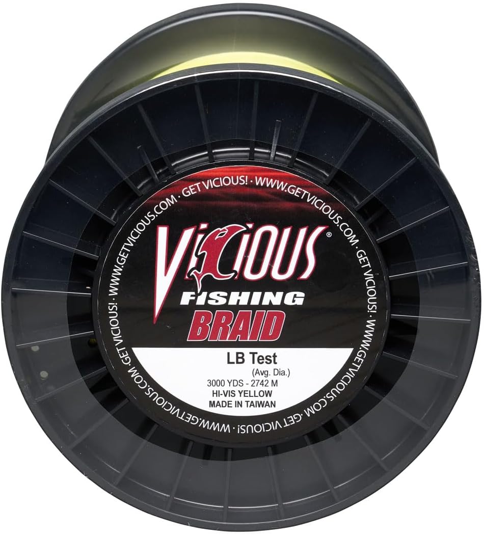 Vicious Fishing 編組釣り糸 20ポンドテスト 3000ヤード Hi-VIS イエロー
