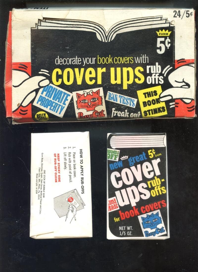 1970 1978 Fleer Cover Ups Rub-Offs for Book Covers Set Wax Pack Box Unopened 22 + 2