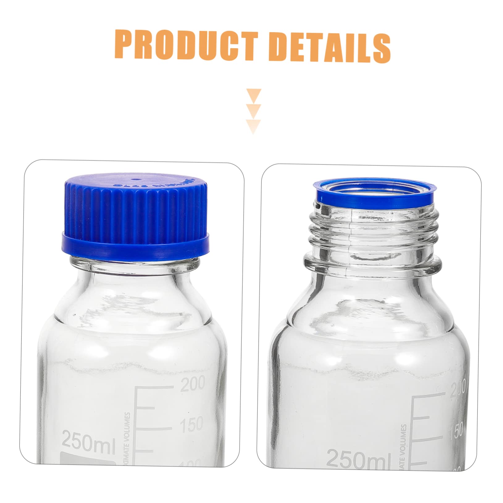 Gatuida 4piezas Frascos Graduados De Almacenamiento De Reactivos De Vidrio Con Tapas De Botellas Transparentes Para y Reactivos