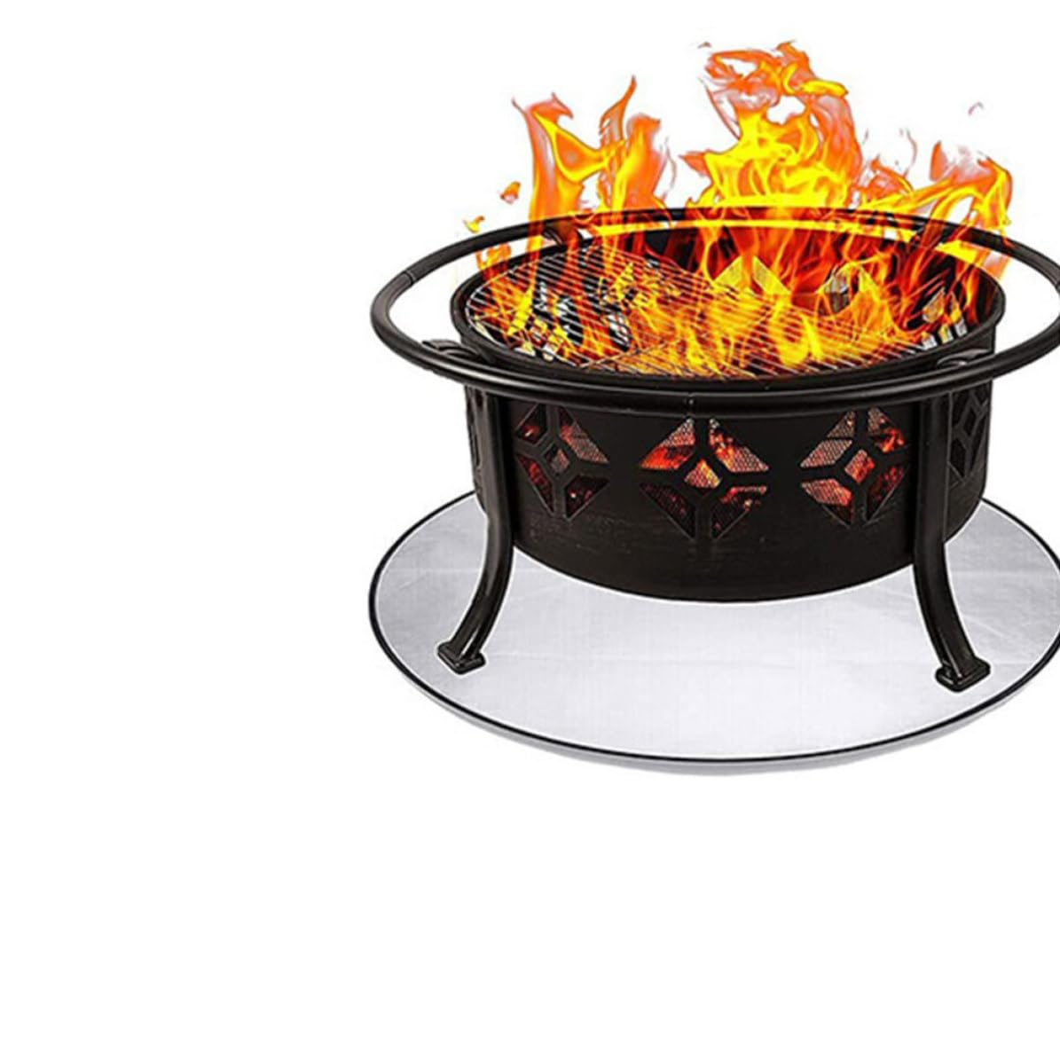 NUOBESTY Feuerfeste Grillunterlage für Tragbare Holzkohlegrills und Feuerstellen Hitzebeständige und Leicht zu Reinigende Schutzmatte aus Stoff für Garten und Terrasse