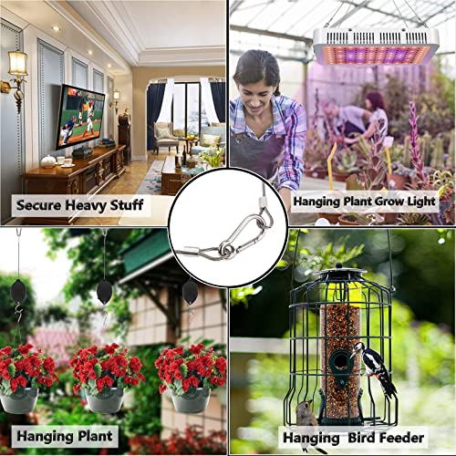 Stainless Steel Safety Cable Lock, Ekunbuy Security Steel Cable Heavy Duty Cable Wire With Carabiner Lock Flexible Cable For Luggage Lock Hanging Light Plants Picture #TOP5