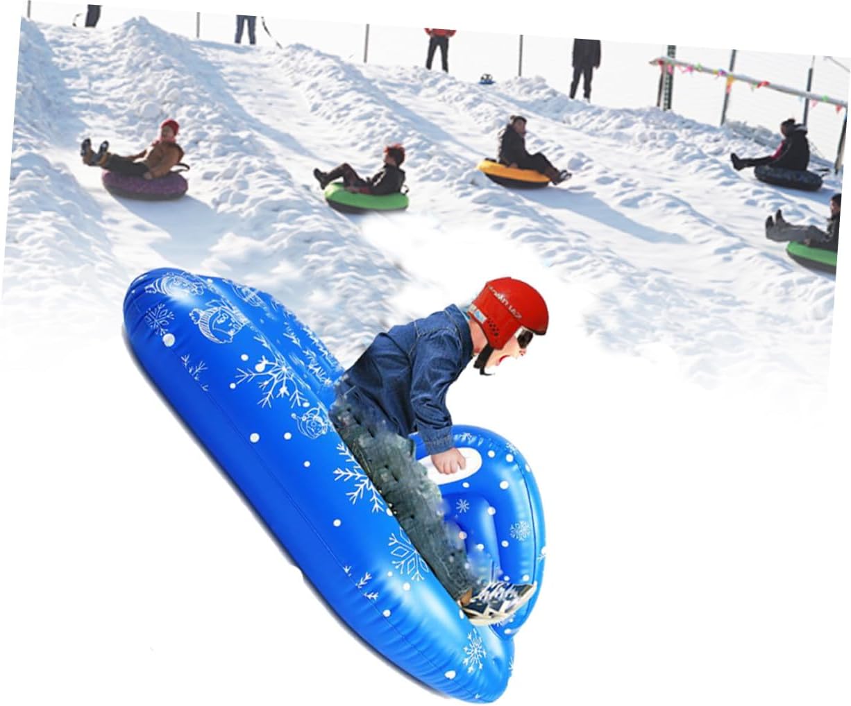 Inflatable PVC Snow Tube Sled for Boys and Recreational Snow Sports Cold-Resistant Winter Skiing Sledding with Handles Outdoor Raft