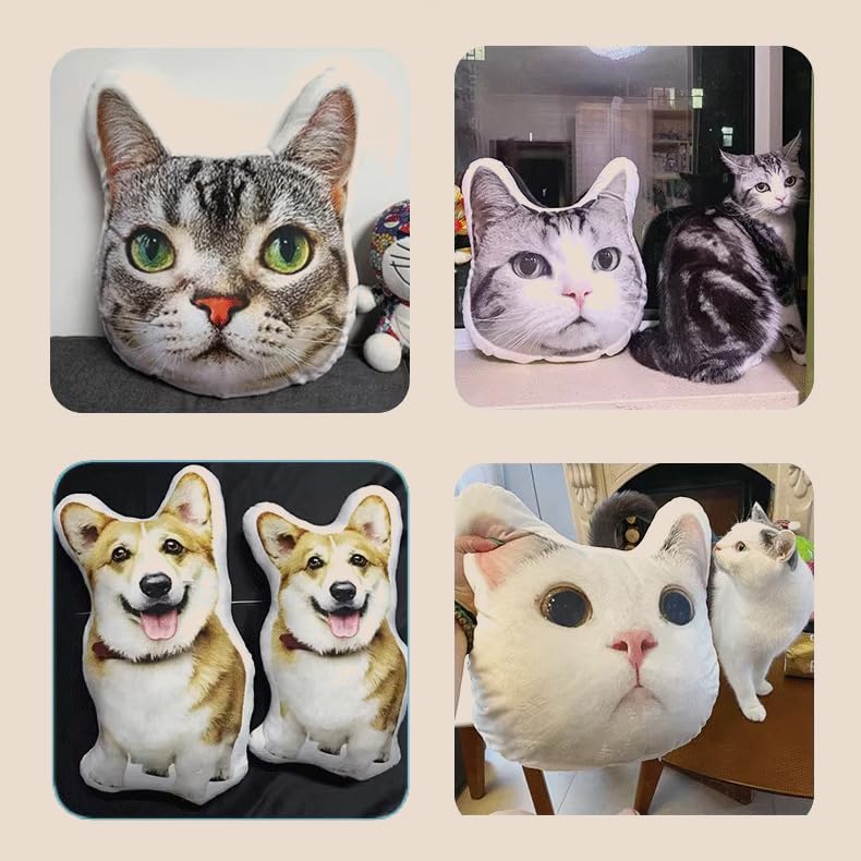 Personalisiertes Foto Haustier Kissen, Benutzerdefinierte Hund Katze Geformtes Kissen, 3D Wurfkissen Doppelseitiger Druck mit Bild, für Geburtstag, Weihnachten, Wohnkultur Geschenke, 32 inches/80cm
