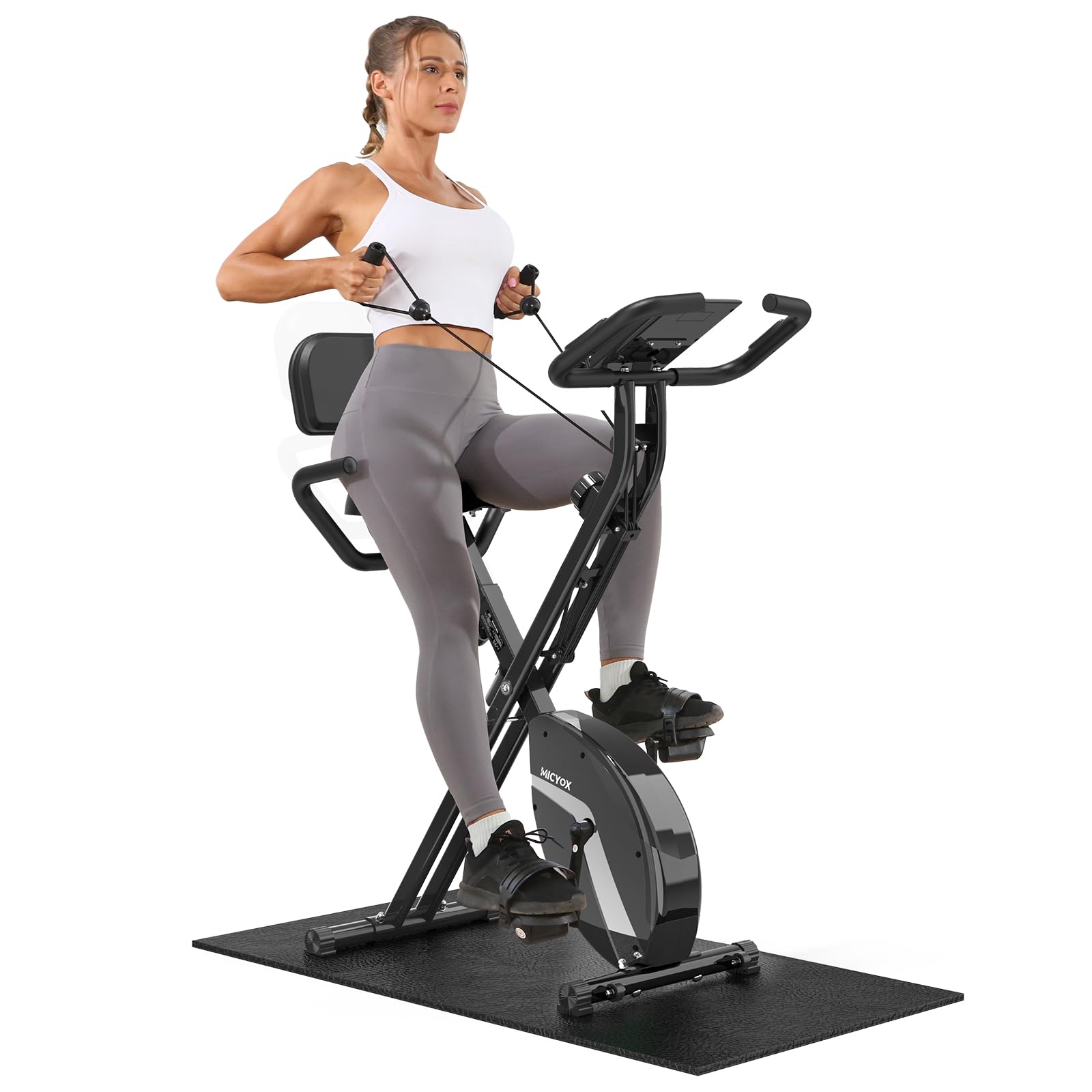 Micyox MX-600 Cyclette Magnetica con Schienale Bicicletta da Ciclismo da Interno Pieghevole con Display LCD e Sensore di Frequenza Cardiaca