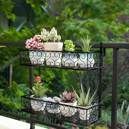 Eminence Art Metal Hanging Flower Pot Holder Plant Rack For Balcony