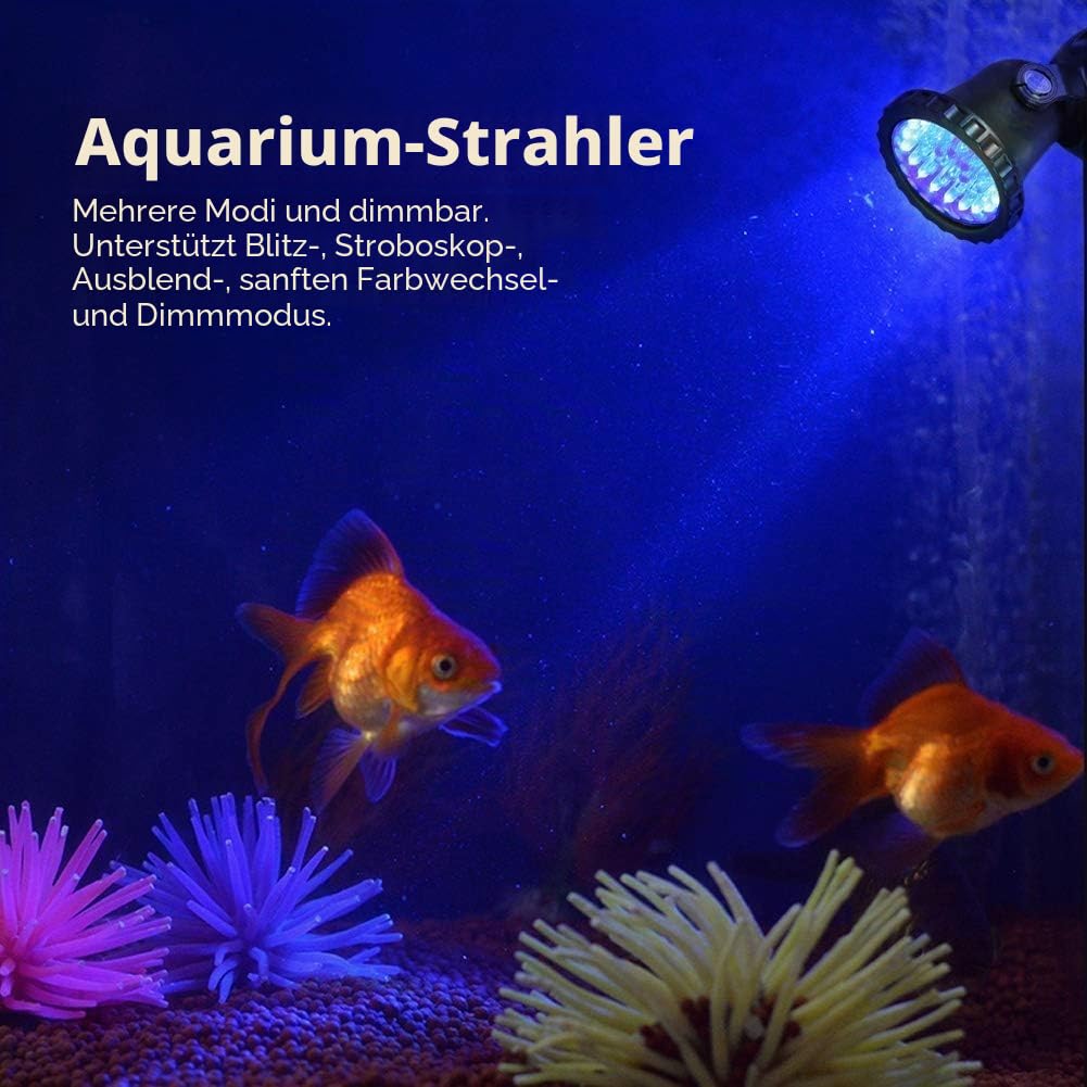 Unterwasserbeleuchtung Unterwasserleuchte Strahler Aquarium Licht Wasserdichtes IP 68 LED Unterwasser Strahler mit Fernbedienung für Wasser Garten Teich Fisch Tank(mit 4 Strahler)