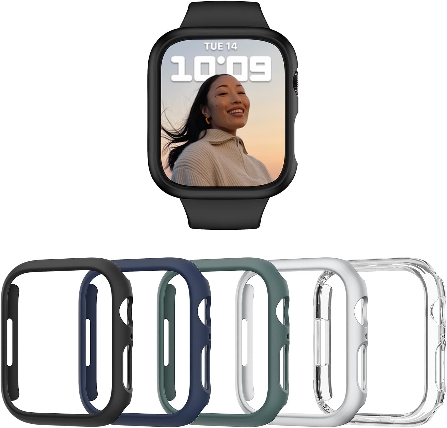 5 Pack Case for Apple Watch 41mm Series 7 Series 8, Haojavo Hard PC Frame Ultra-Thin Scratch Resistant Bumper Protective Cover for iWatch 41mm Accessories(No Screen Protector)