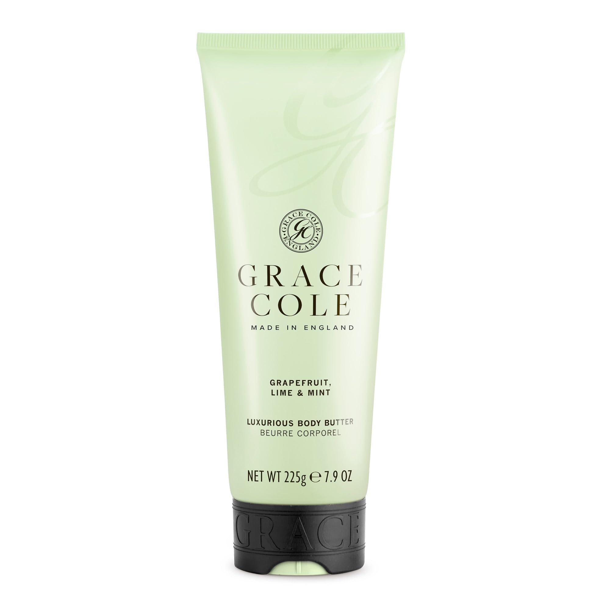 Grace Cole Grapefruit Lime & Mint Body Butter 225ml Refreshing Moisturiser - Essential Oils - Vegan and Cruelty Free, No SLS or Parabens