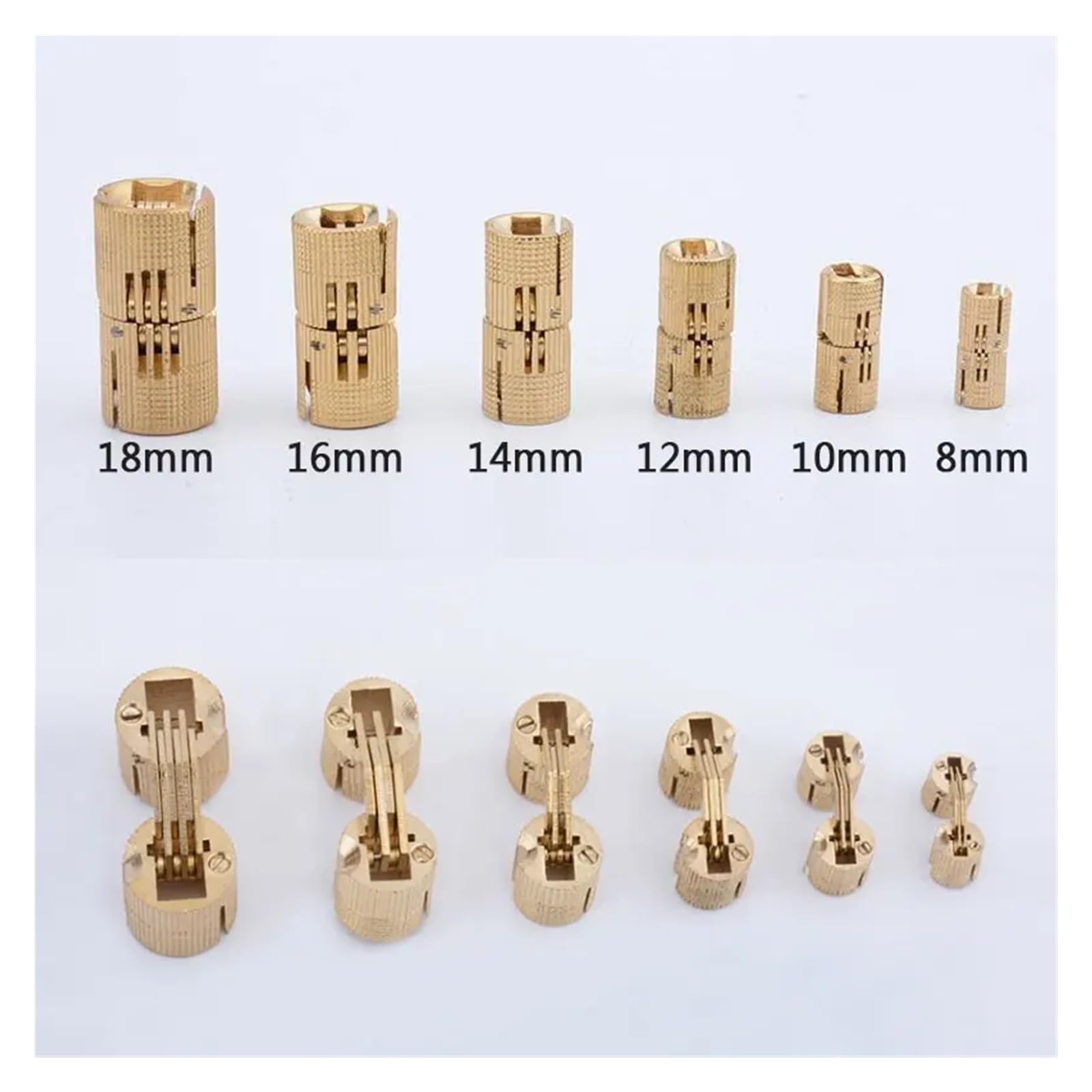 Copper Barrel Hinge Cylindrical Hidden Cabinet Concealed Invisible Brass Hinges Mount(8mm)