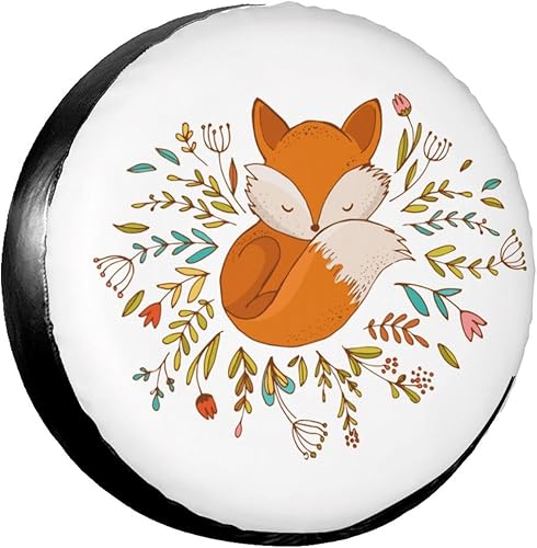 Fox Sleeping Flowers - Cubierta de neumático de repuesto para llantas, a prueba de polvo, para remolque, caravana, muchos vehículos, 17 pulgadas