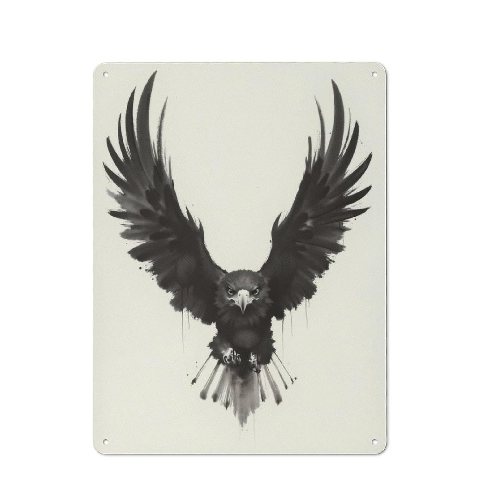 Nostalgic Decorative Tin Sign 40x30cm Featuring Black And White Eagle, Old Style Wall Plaque for Kitchen, Hallway, Bar Or Small Cafe