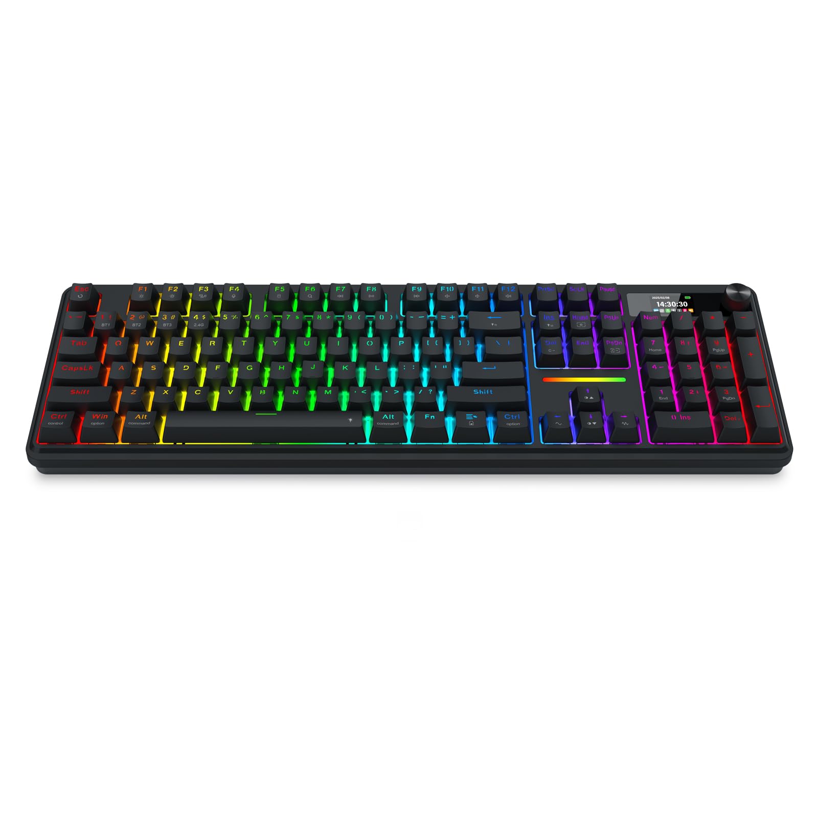 Redragon K762 Teclado Gasket Inalámbrico Pantalla TFT 1.14 104 Teclas | 5 Capas Amortiguamiento Teclas PBT Redondas Interruptor Lineal Perilla Control