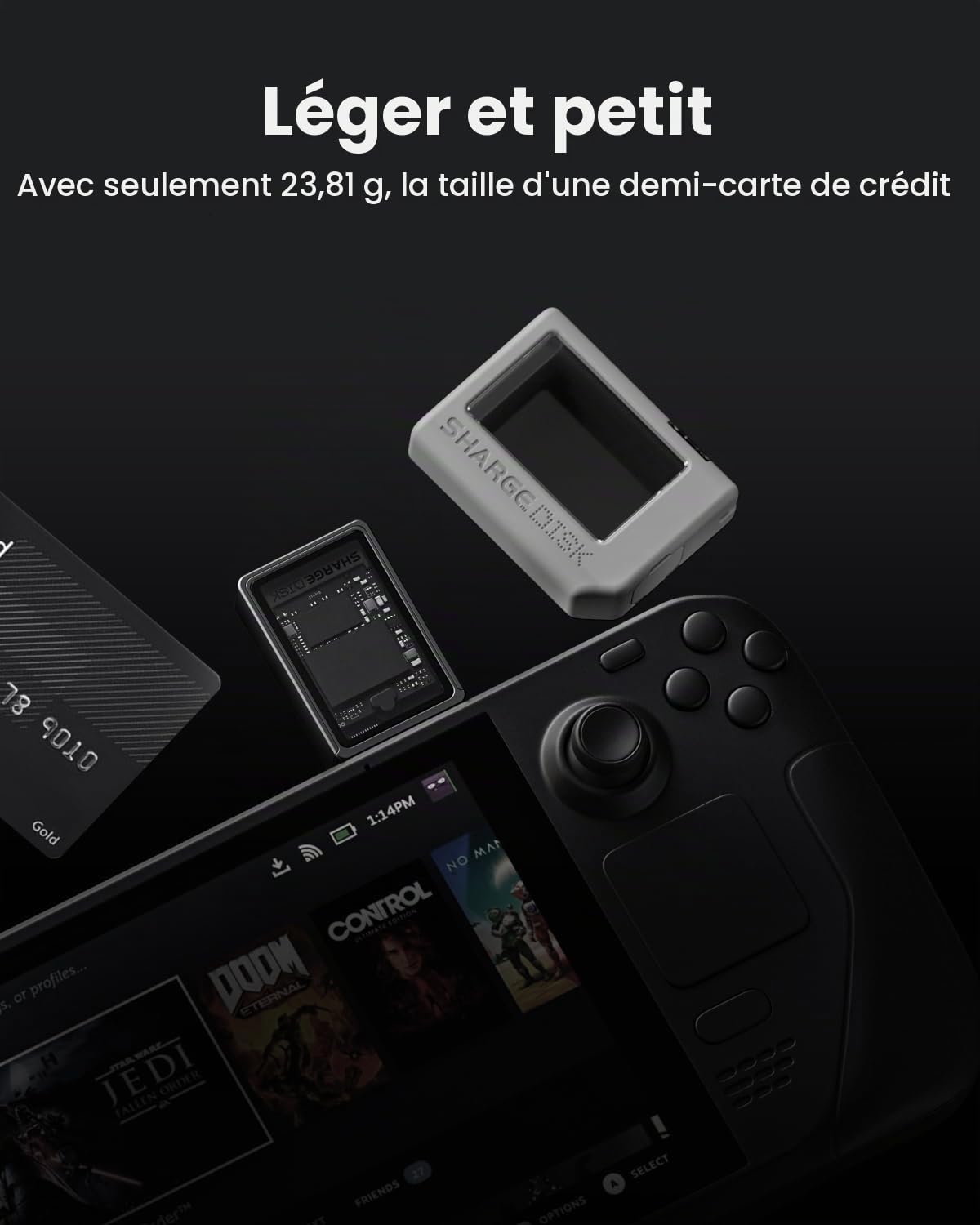 SHARGE Boîtier SSD M.2 NVMe USB-C 3.2 Gen2 10Gbps Refroidissement Actif