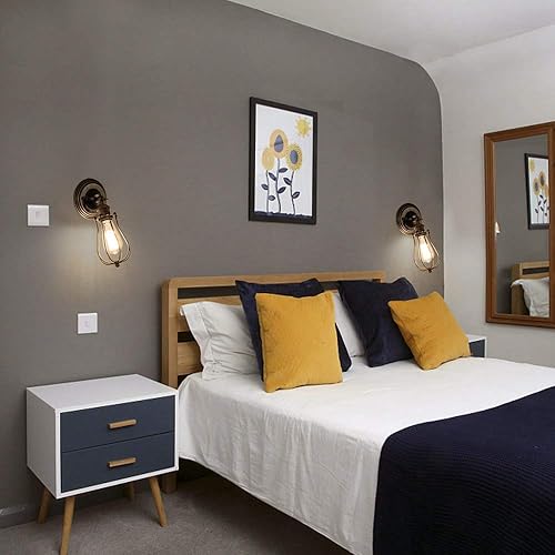 Miniatura 5 de Juego de dos apliques de pared vintage industriales, lámpara de pared de granero de metal vintage, luces de granja para interiores, iluminación