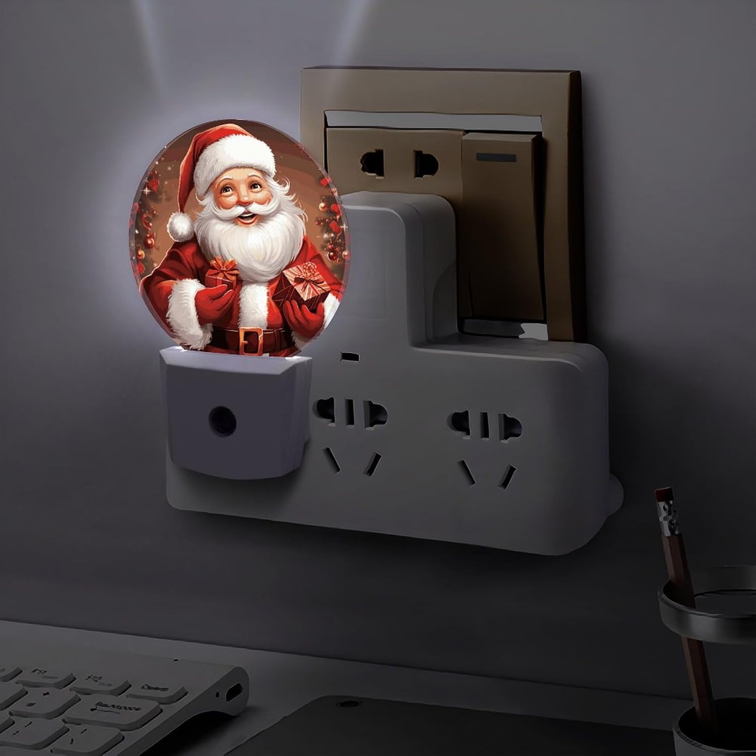 Santa Claus Xmas Gifts Plug-in LED Nightlight Wall Night Light image 5