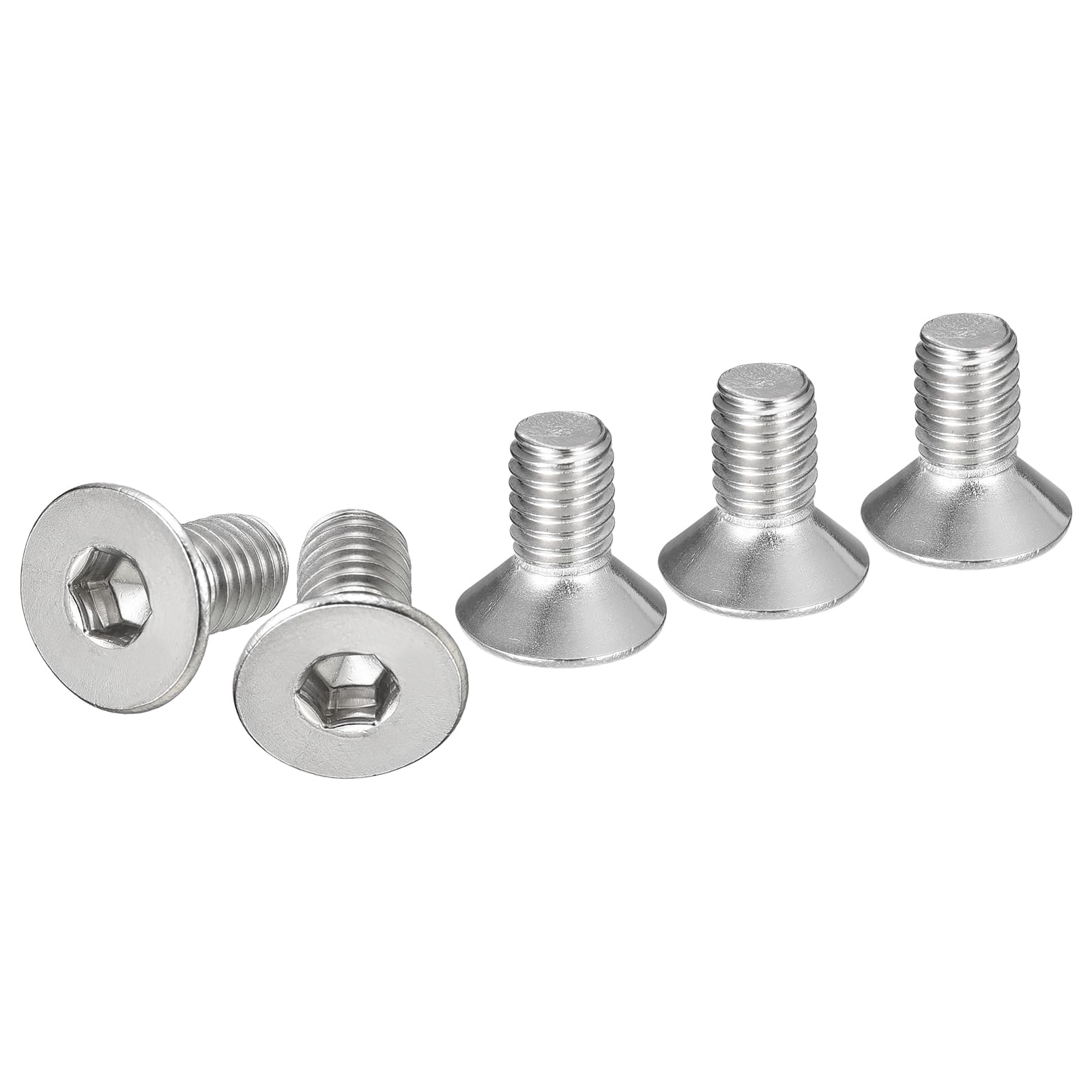 DTGN M6-1 x 12mm Flat Head Socket Cap Screws, 100 Pack 304 Stainless Steel Hex Socket Flat Head Screws, Full Thread, Countersunk Bolts