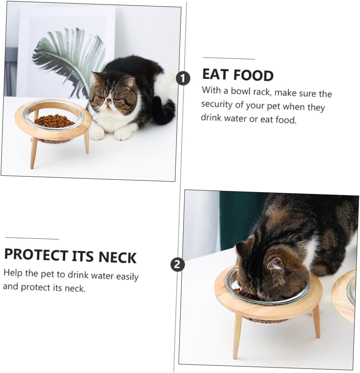 Glass Pet Bowl Pet Feeder Dog Cat Dish and Easy-Clean Detachable Tripod for Travel