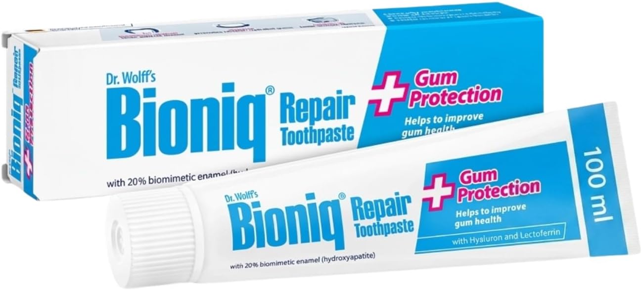 Dr. Wolff's Bioniq Repair Plus Toothpaste | Fluoride Free with Biomimetic Enamel Hydroxyapatite | for Sensitive Teeth | Helps to Reduce Gum Bleeding 100 ml
