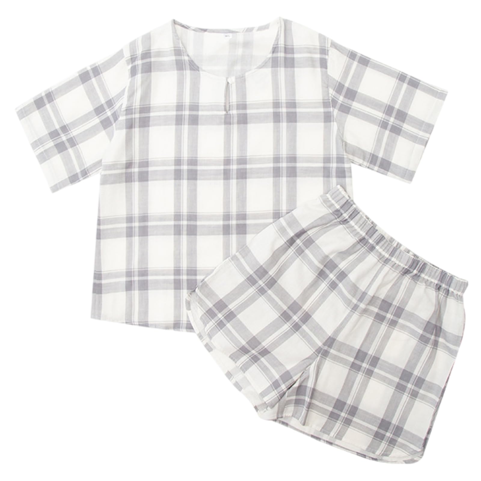Cómodos Pijamas de 2 Piezas para Mujer, Conjuntos de Pijama con Mangas Cortas y Pantalones Cortos, Conjuntos de Ropa de Estar por casa de algodón